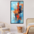 Tableau abstrait moderne bleu et orange vertical pour salon
