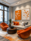 Orange Bloom – Duo Floral Minimaliste 70*50
